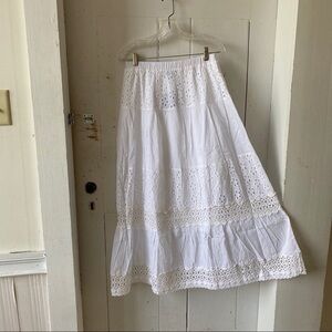 Shana Bohemian Lace Tiered Peasant Skirt